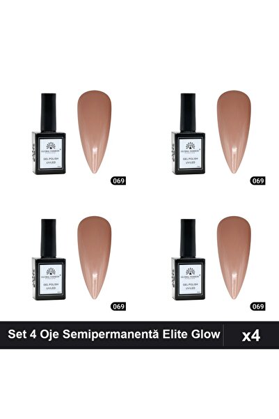 global fashion Set 4 Oje Semipermanentă Elite Glow 15ml, Gel Polish UV/LED