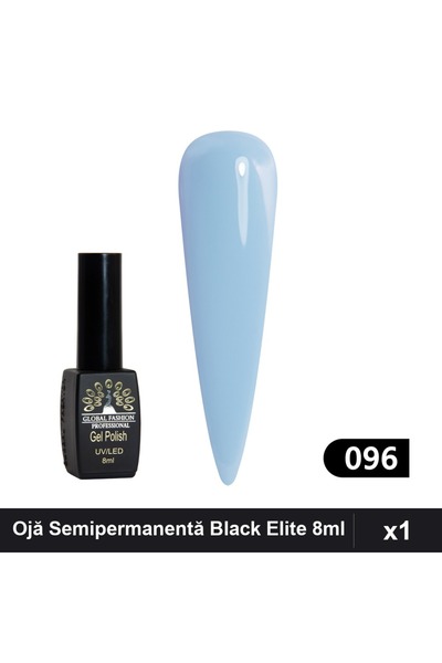 global fashion Ojă Semipermanentă Black Elite 8ml, Nuanță 096, Manichiură UV/LED