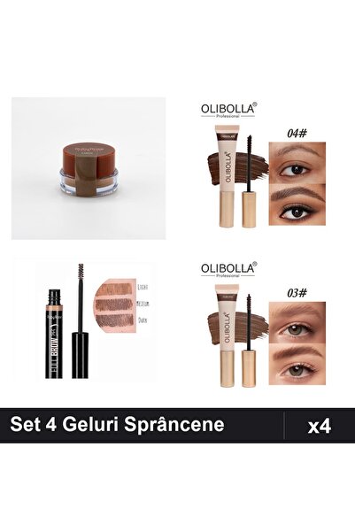 Ruby Rose Set of 4 Olibolla Eyebrow Gels and Mascaras, Light Chocolate Auburn...