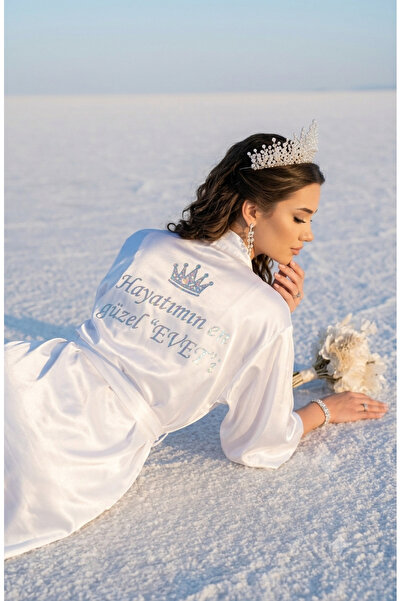 Pico L'intimo Saten Gelin Sabahlığı & Özel Baskılı Yazılı - Bridal & Balayı K...