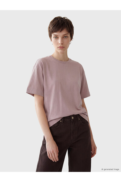 LC Waikiki Nevavm with a Difference Oval Collar Oversize Women's T-Shirt