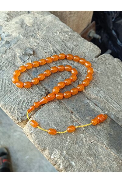 tesbihciniz Capsule Grain Honey Color Baked Cube Amber Prayer Beads