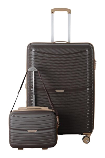MÇS V379 AURA Y.ÜRETİM PP VALİZ 75 CM + MAKYAJ SİYAH SET