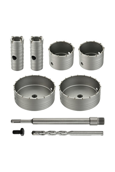 Lawazim Pro7 6PCS SDS Wall Hole Saw Set 30-65mm with 110mm SDS Plus Shank Ext...