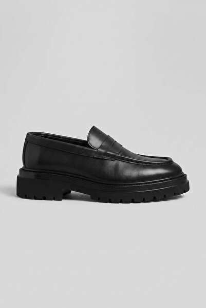 ablukaonline Men's Genuine Leather Antique Floter Loafer Black