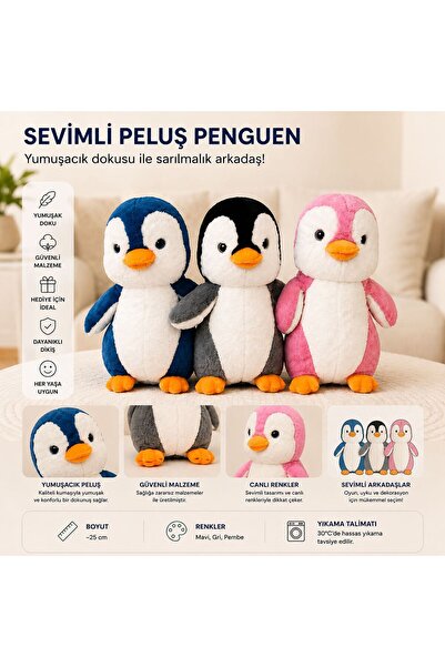 Lotus RENKLİ PENGUENLER PELUŞ OYUNCAK 50 CM