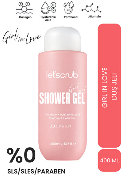 LET'SCRUB Girl in Love Duş Jeli 400 ml Kolajen + Hyaluronik Asit + Panthenol ...