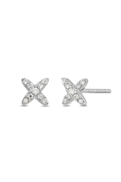 Lisa&Co. Cercei Argint Stacked Star Argint placat cu rodiu / Zircon / Alb