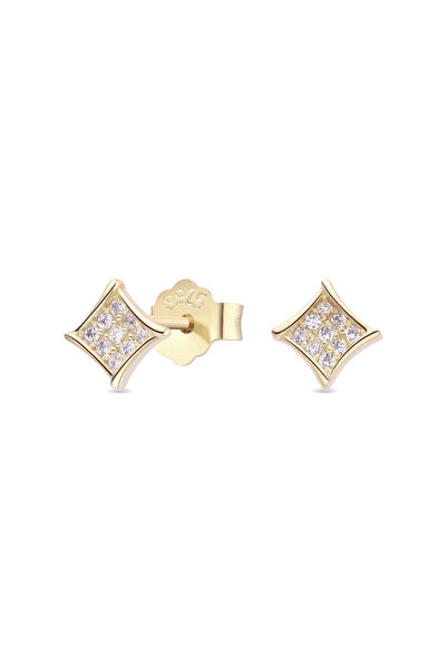 Lisa&Co. Cercei Argint Paved Diamond Argint placat cu aur galben / Zircon / Alb