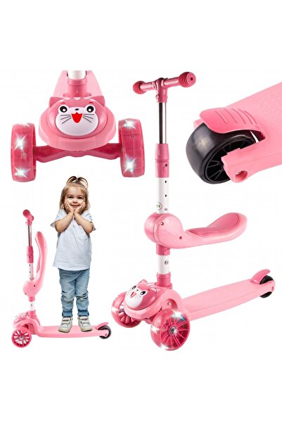 MalPlay 2-in-1 foldable scooter with seat, LED light wheels, adjustable handl...