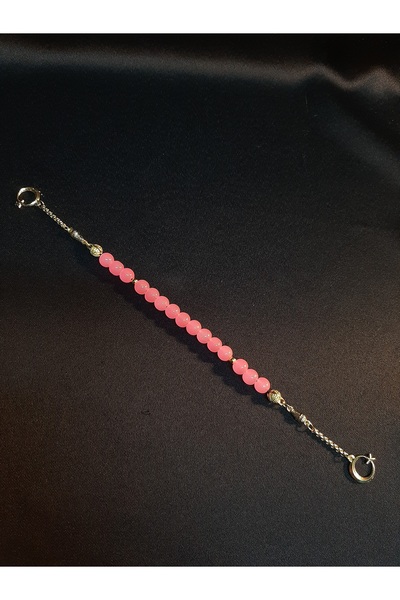 MRYart Zaza Prayer Beads with Pink Glass Beads and Gold Metal Detail