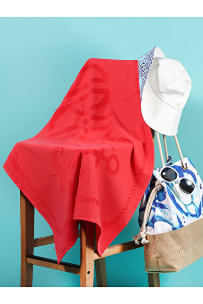 ANEMOSS Anchor Print 100% Turkish Cotton Beach Towel, Red 70x140cm
