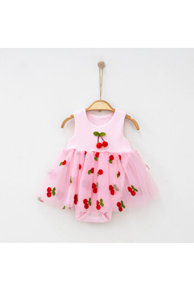 BabyWings Kız Bebek Kiraz Detaylı Tütü Elbise