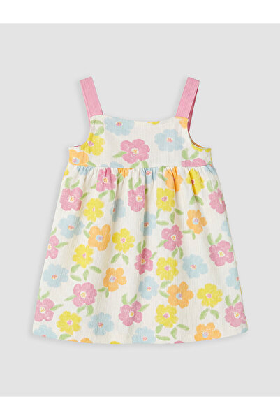 LC Waikiki Nevavm Square Collar Floral Patterned Baby Girl Dress with Difference