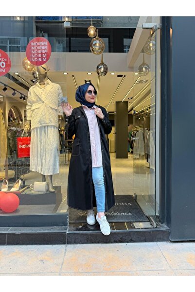 rusemoda Cep Detaylı Kapüşonlu Kot Elbise-Kap