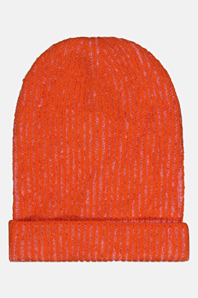 Reserved Women Textured Jersey Beanie Hat, Orange