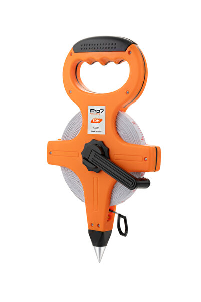 Lawazim Pro7 50m/165ft Fiberglass Open Reel Tape Measure with Dual-Sided Scal...