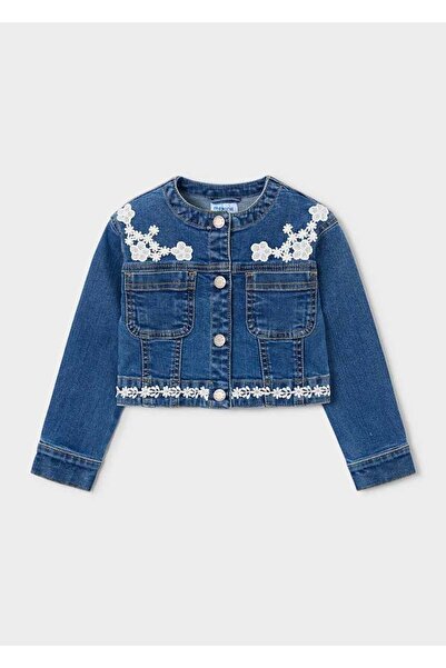MAYORAL Floral Denim Coat 5-10 Years Old Navy Blue