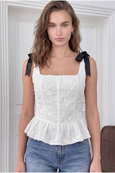 Cistern İstanbul Women's Bow Detailed Strap Blouse