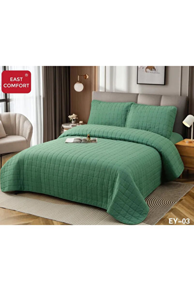 East Comfort Duvet Cover+Elastic Fitted Sheet+2 Pillowcases,Green-EY03