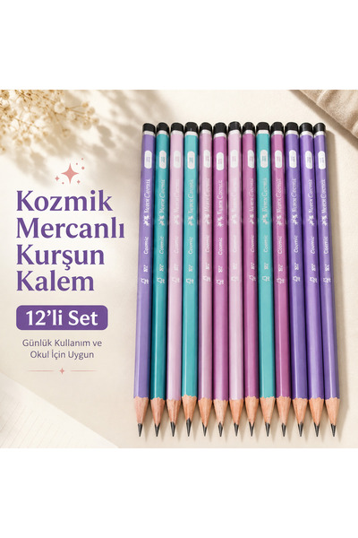 Faber Castell Kozmik Mercan 12'li Kurşun Kalem Seti - Özel Tasarım Yıldızlı O...
