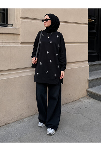get crazy collection Kadın Fiyonklu Taşlı Premium Kalite Tesettür Tunik