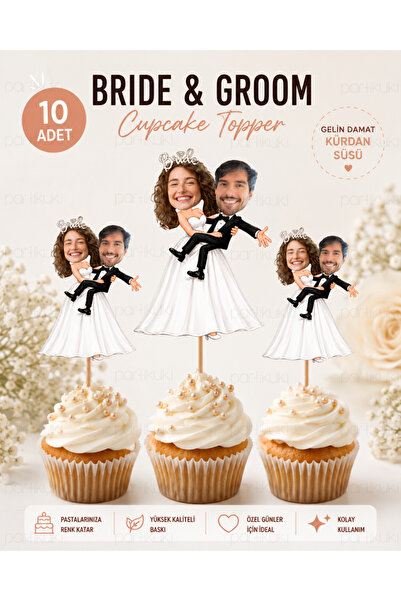 partikuki Bekarlığa Veda Nişan Düğün Parti Süsü Kişiye Özel Gelin Damat Cupca...