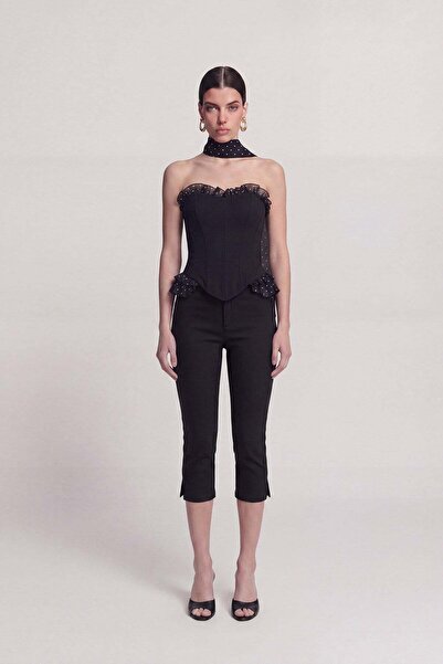 HOLLY LOLLY Mid-Waist Lycra Una Capri Pants Black