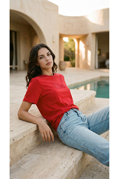 Amia&Co. Tricou oversize pentru femei cu imprimeu Red Stone