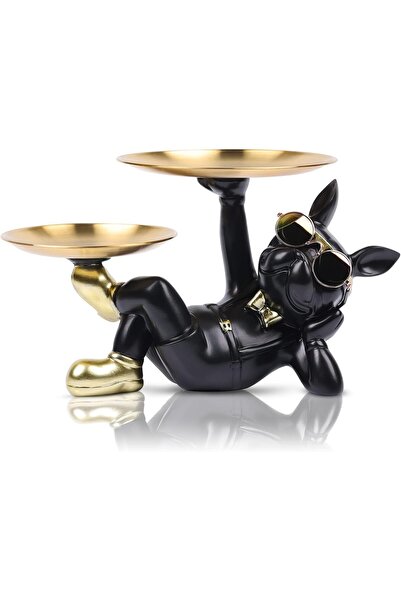 Arabest Multi-Functional Bulldog Statue,Resin Storage Tray,Dog Butler Decorat...