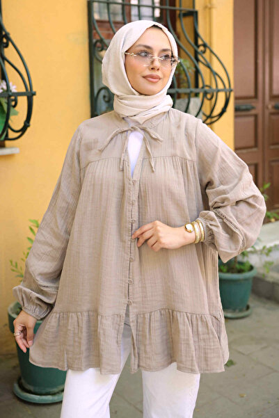 İmajButik Mink Collar Tied Muslin Tunic