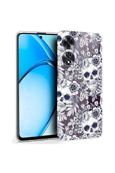 bestcase Husă pentru OPPO A60 4G, Silicon transparent 2MM, Craniu alb și negr...