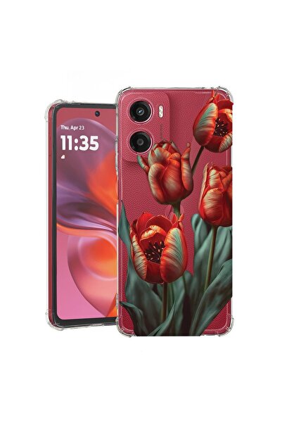 bestcase ¬Æ Husa Anti Shock Compatibila cu Motorola Moto G06, Floral - Red Tu...