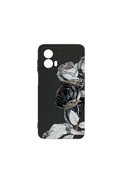 bestcase Премиум силиконов калъф, съвместим с Motorola Moto G04, Черна роза, ...