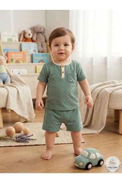 Gökçe Baby Baby Boy Patterned Shorts Set Summer Cotton Two-Piece Set 9-12-18-...