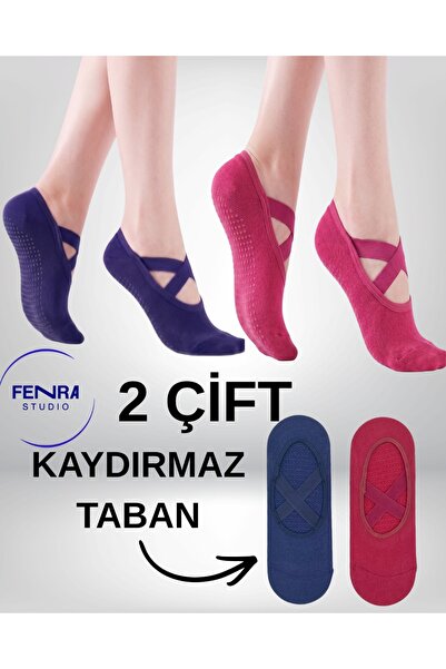 FENRA STUDIO Women's 2-Pack Cross-Strapped Anti-Slip Yoga Pilates Dance Balle...