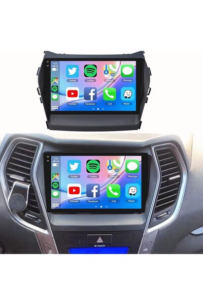 Carplayer شاشة أندرويد لهيونداي سانتافي موديل 2013-2018، 6 جيجابايت رام، 128 ...