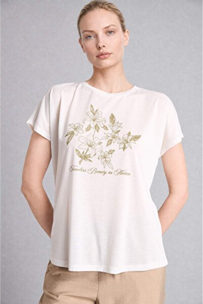 DeFacto Crew Neck Floral Print Short Sleeve T-Shirt H8367Ax26Hs