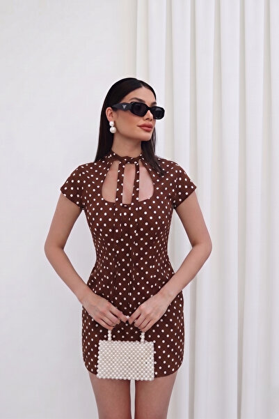 Jaglion New Season Polka Dot Detailed Zr Model Women's Mini Dress