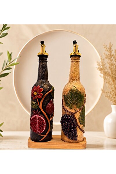 Rembox Oil Bottle Set of 2 Premium Handmade Glass Bottles |   Grape Vinegar &...