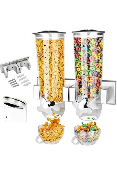 Arabest 2-Pack Cereal Dispensers,Wall Mounted 3L Dry Food Dispenser,Quantitat...