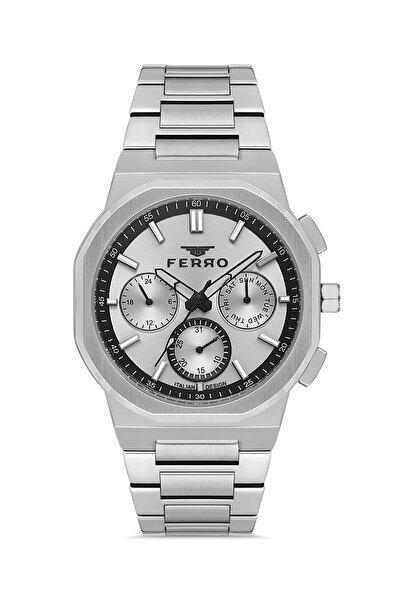FERRO Silver steel band men's wristwatch fm40164a-a functions active waterpro...