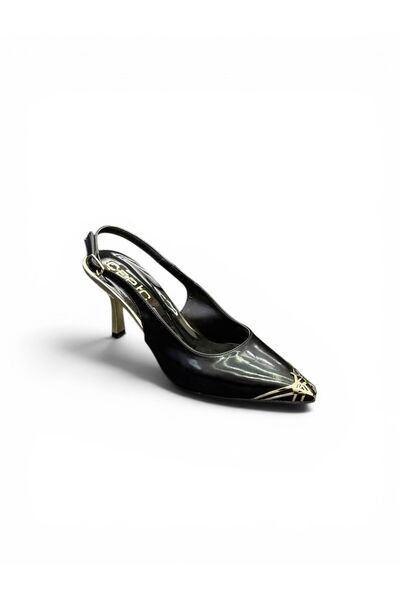 İYİSİNDEN SHOES Patent Leather Women's Heeled Evening Dress Shoes Gold Detail...