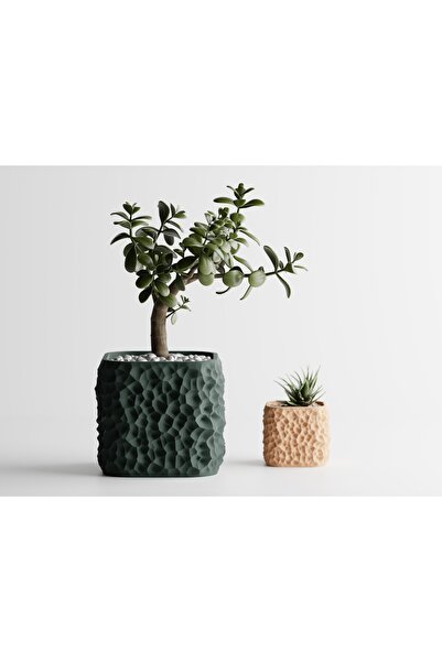Tasarım TerraForma Dekoratif Saksı - Haki Modern Bitki Saksısı 12 cm