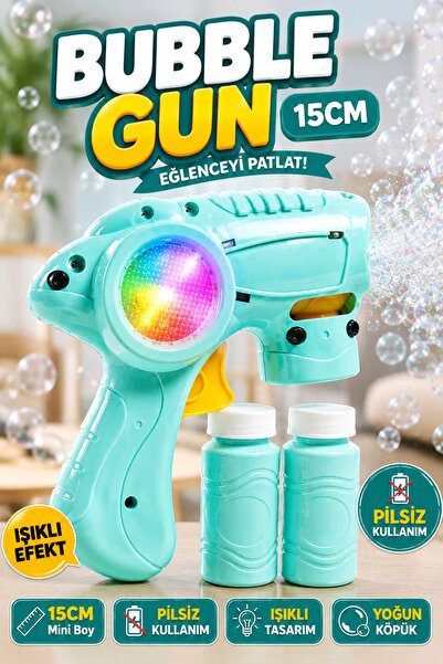 YILDIRIM OYUNCAK Işıklı Köpük Tabancası 15cm - Pilsiz Çalışan Bubble Gun Yoğu...