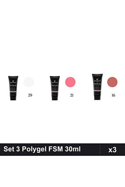 FSM Set 3 Polygel 30ml - Nr.29, Nr.21, Nr.16 - Constructie Unghii