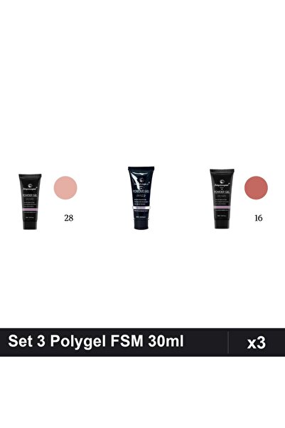 FSM Set 3 Polygel 30ml - Nr.28, Nr.14, Nr.16 - Constructie Unghii