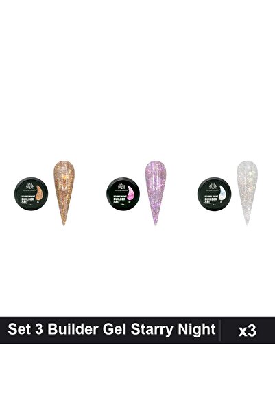 global fashion Set 3 Starry Night Builder Gel 15g - Nr.01 Nr.02 Nr.04