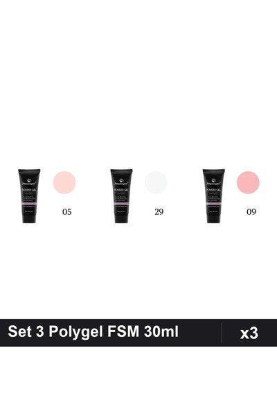 FSM Set 3 Polygel 30ml - Nr.05, Nr.29, Nr.09 - Constructie Unghii