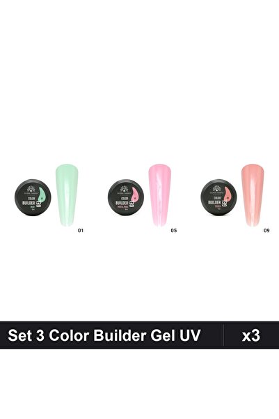 global fashion Set 3 Color Builder Gel UV 15g - Nr.01 Nr.05 Nr.09